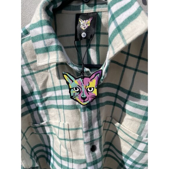 Vintage Surf Club Flannel Men’s Long Sleeve Green Cream PARI Shirt Sz XS NWT - Picture 11 of 16